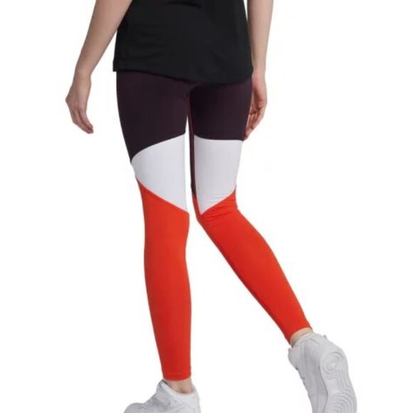 NIKE AIR Maroon White Orange Color Block Leggings Size M - Picture 2 of 10